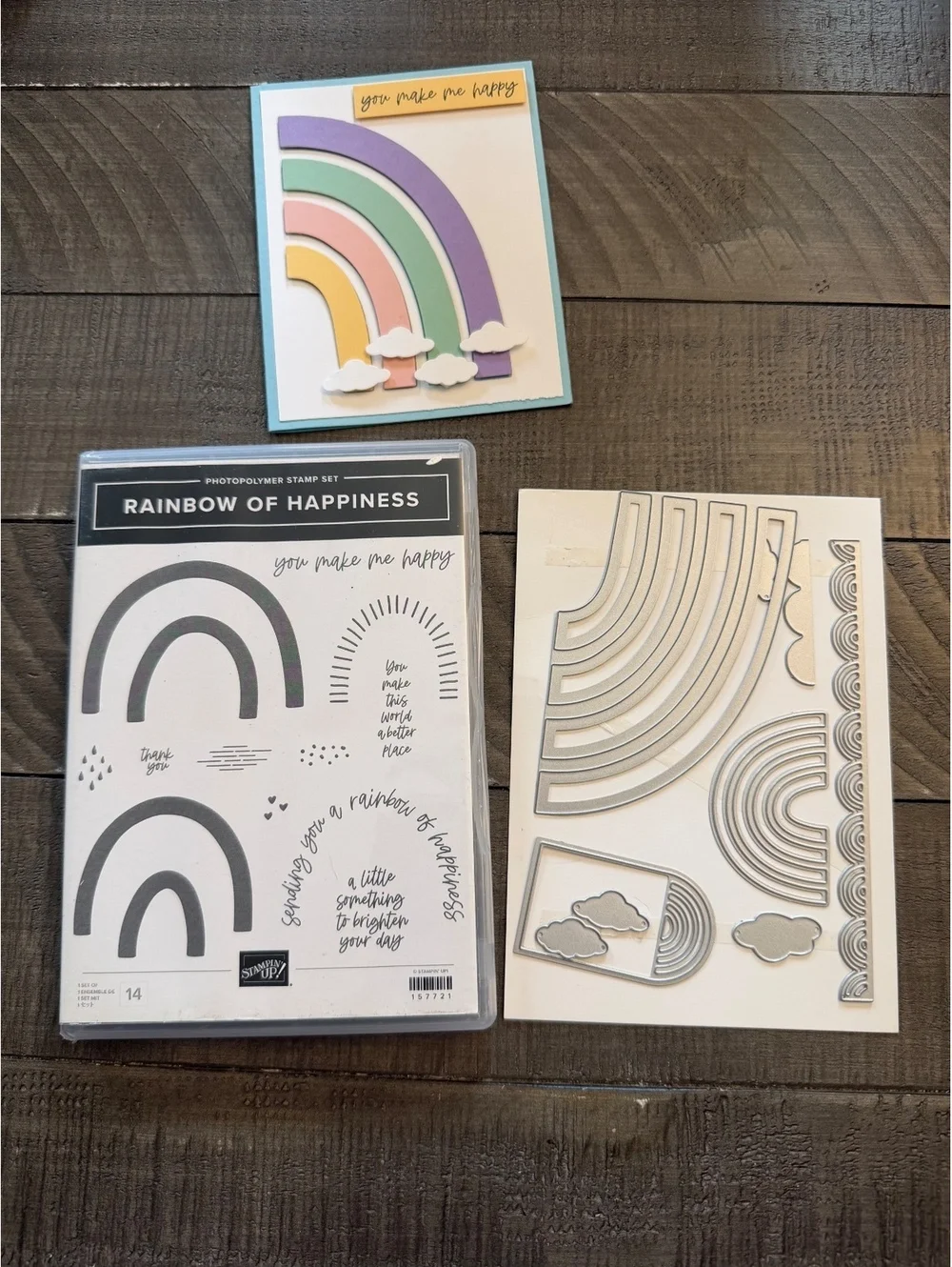 Stampin’ Up Rainbow Of Happiness stamp set and Brilliant Rainbow Dies